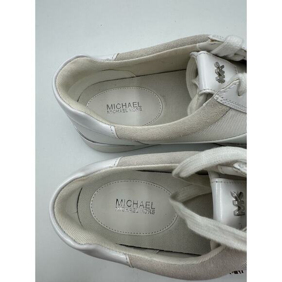 Michael Kors Leather Allie Trainers Optic White Low Top Lace Up Sneakes Size 9M - Picture 9 of 10